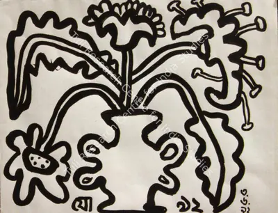 Jogen Chowdhury (Artist), A Flower Vase, 1992, Painting