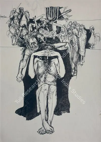 Arup Das (Artist), Untitled (Gathering), Drawing