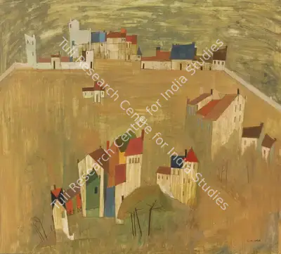 Raza, S.H. (Artist). Cagnes-Sur-Mer. Gouache and ink on cardboard, 1952 | Painting | FineArts | 00641525