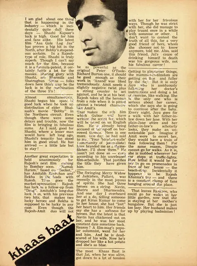 Khaas Baat, 1973, Column