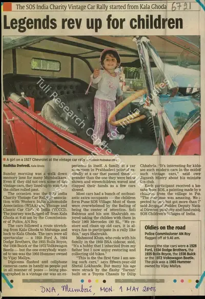 Radhika Dwivedi (Reporter), Legends rev up for Children, 2006, Newspaper Clipping