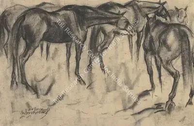 Sunil Das (Artist), Horses IV, 1952, Painting