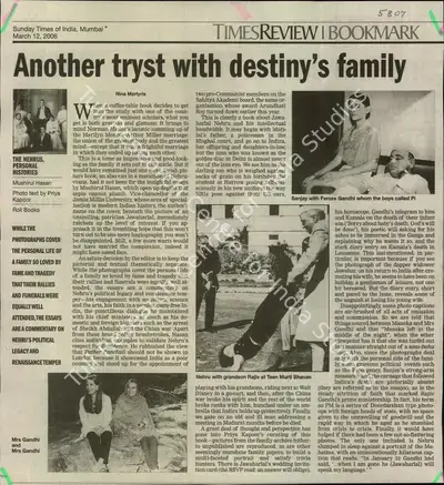 Nina Martyris (Reporter), Another Tryst with Destiny's Family, 2006, Newspaper Clipping