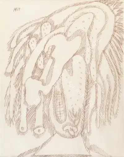 F.N. Souza (Artist), Untitled (Head), 1969, Painting
