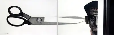 P.N. Chaturvedi (Artist), The Scissor, 2010, Drawing