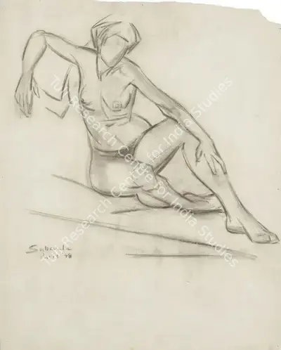 Jehangir Sabavala (Artist), Untitled, 1948, Drawing