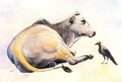 Manjit Bawa (Artist), Cow and the Crow, 1990, Painting