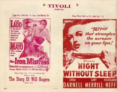 Roy Ward Baker (Director), Night Without Sleep, 1952, Handbill