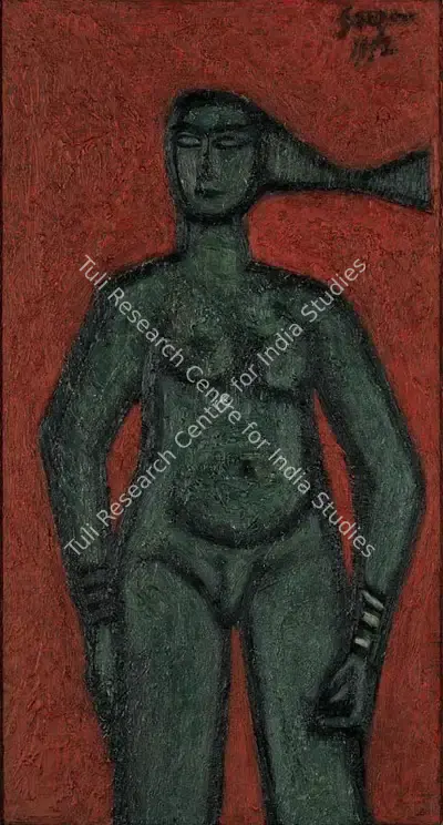 F.N. Souza (Artist), Standing nude, 1952, Painting