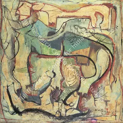 L. Munuswamy (Artist), Animals in Composition, 1962, Painting