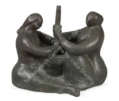 Prodosh Dasgupta (Artist), Pounding Corn, 1949, Sculpture