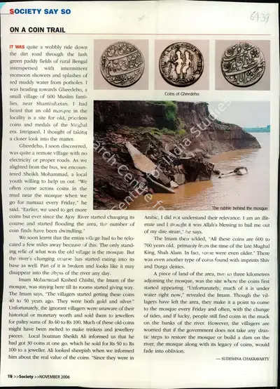 Sudeshna Chakravarty (Reporter), On a coin Trail, 2006, Newspaper Clipping
