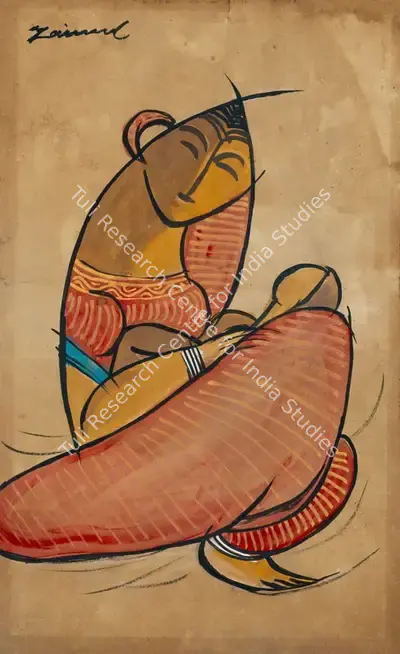 Zainul Abedin (Artist), Untitled (Mother and Child), Painting