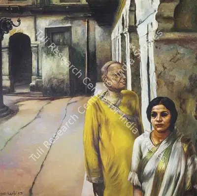 Bhattacharjee, Bikash (Artist). Devendranarayan and Dayavati, 1983 | Painting, AG.Mum/17.12.25, 2025 · Asta Guru