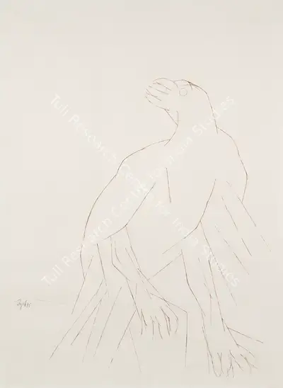 Tyeb Mehta (Artist), Bird, 1985, Drawing