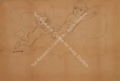 M.F. Husain (Artist), Untitled, 1943, Drawing