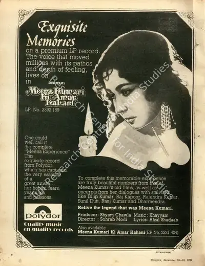 Sham Chawla (Producer), Meena Kumari Ki Amar Kahani, 1979, Advertisement