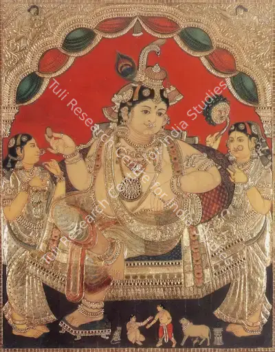 Tanjore School (Artist), Seated Krishna, 1950, Painting