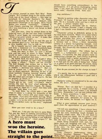 A Hero must woo the heroine. The Villain goes straight to the point, 1974, Conversation