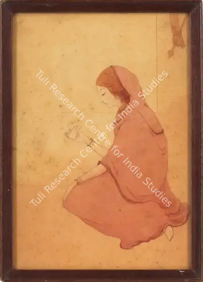 Early Bengal School (Artist), Untitled (Woman reading a letter), Drawing