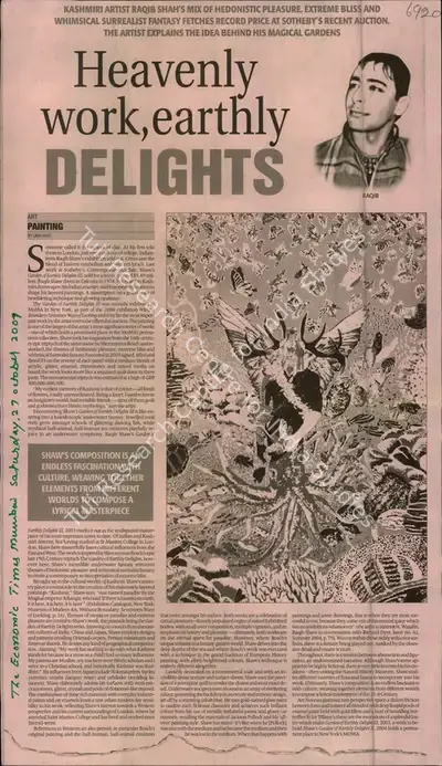 Uma Nair (Reporter), Heavenly work, Earthly Delights, 2007, Newspaper Clipping