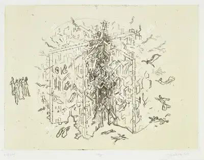 G.M. Sheikh (Artist), City, 2001, Graphic Art