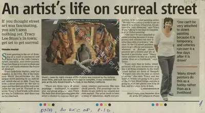 Vishakha Avachat (Reporter), An Artist's life on surreal street, 2008, Newspaper Clipping