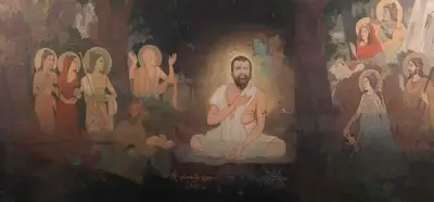 Mrinal K. Das (Artist), Untitled (Ramakrishna Paramahansa receiving blessings from the Gods), 1986, Painting