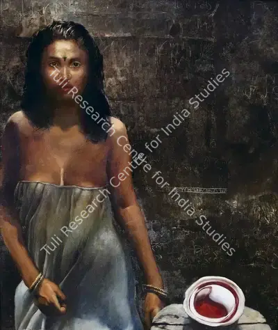 Bikash Bhattacharjee (Artist), She and Drink, 1986, Painting