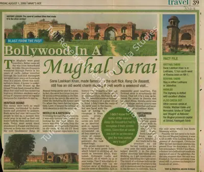 Arjun Kumar (Reporter), Bollywood In A Mughal Sarai, 2008, Newspaper Clipping