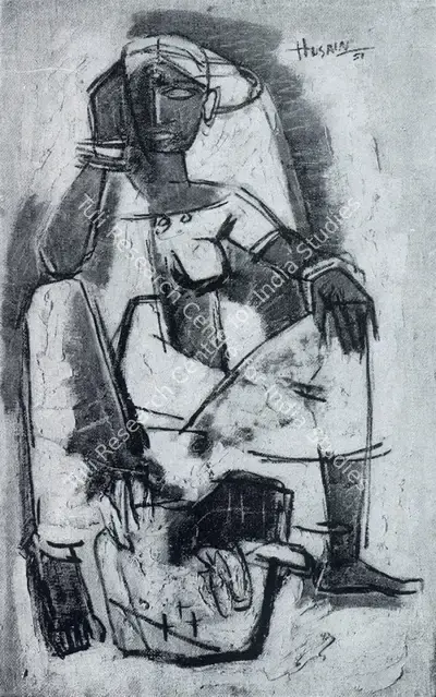 M.F. Husain (Artist), Banana-Seller, 1951, Painting
