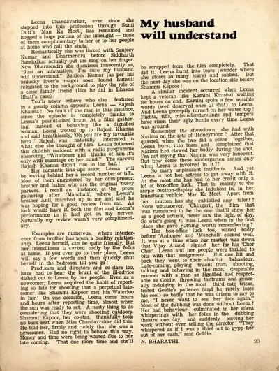N. Bharathi (Interviewer), My husband will understand, 1975, Conversation