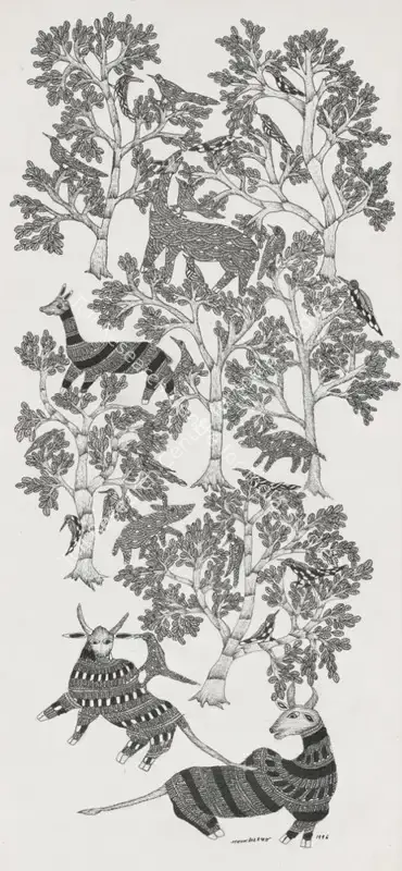 Jangarh Singh Shyam (Artist), Untitled (Gond Art), 1996, Painting