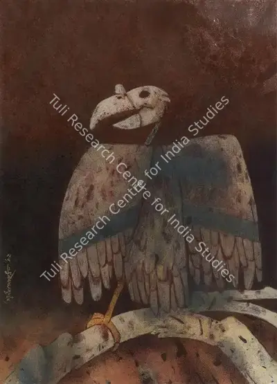 Ganesh Pyne (Artist), Vulture, 1982, Painting