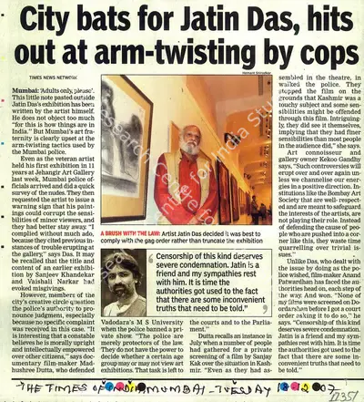 City Bats For Jatin Das, Hits Out At Arm-Twisting By Cops, 2007, Newspaper Clipping