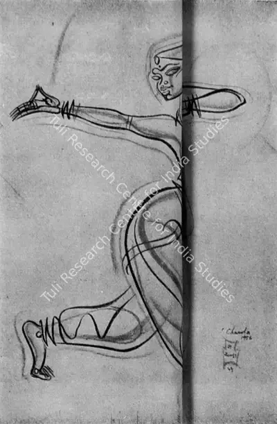 Shiavax Chavda (Artist), Bharat Natyam Dancer, 1956, Painting