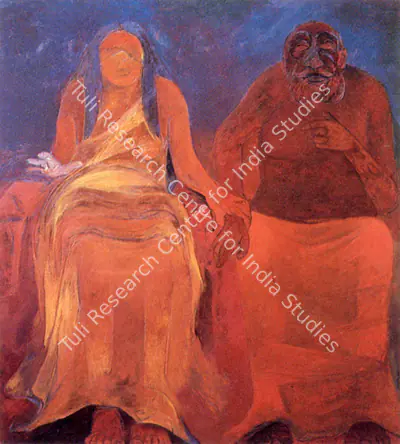 Khanna, Krishen (Artist). Dhritarashtra and Gandhari, n.d. | Painting, So.Bom/26.03.89