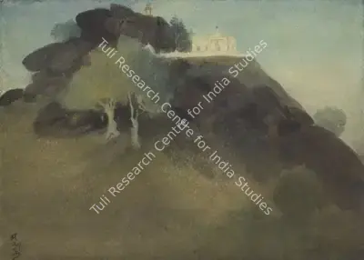 Tagore, Abanindranath (Artist). Untitled (Temple on Hill Top), n.d. | Painting, Sa.Mum/01.04.26, 2026 · Saffronart