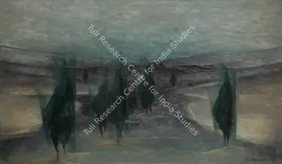 Jehangir Sabavala (Artist), Sentinwl Trees, 1967, Painting