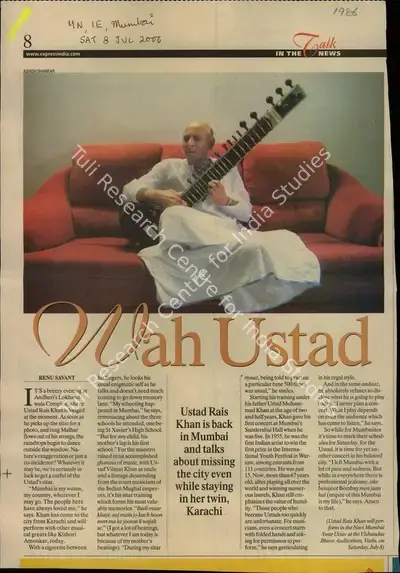 Renu Savant (Reporter), Wah Ustad, 2006, Newspaper Clipping