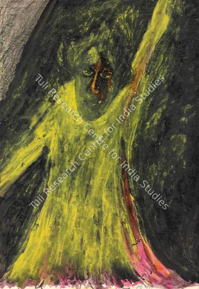 Rabindranath Tagore (Artist), Untitled (Figure in Yellow), 1938, Painting