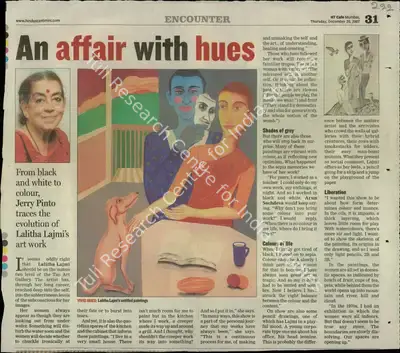 Jerry Pinto (Reporter), An Affair with Hues, 2007, Newspaper Clipping