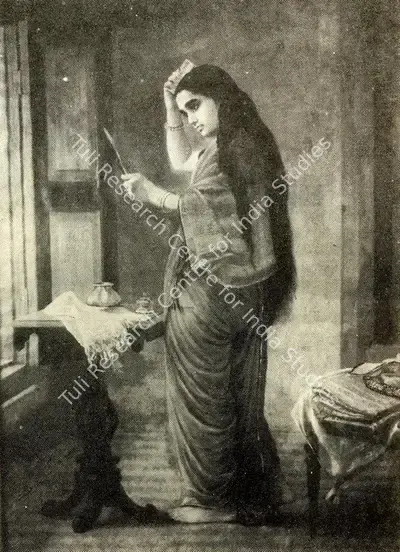 Raja Ravi Varma (Artist), Lady with a Mirror, 1985, Painting