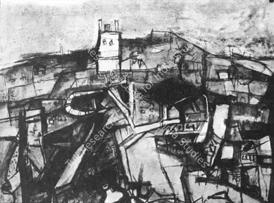 Ramkumar (Artist), Khemkaran War Front, 1966, Painting