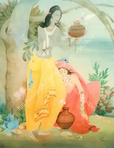 Attributed to M.A.R. Chughtai (Artist), Amrit Jal, Painting