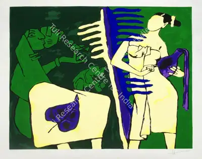 M.F. Husain (Artist), Kerala series (Woman with Jug), Graphic Art