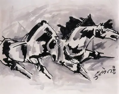 M.F. Husain (Artist), Untitled, 1961, Painting