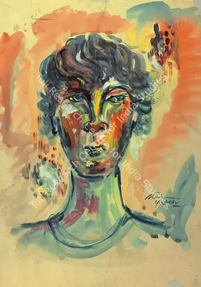 Nikhil Biswas (Artist), Girl, 1959, Painting