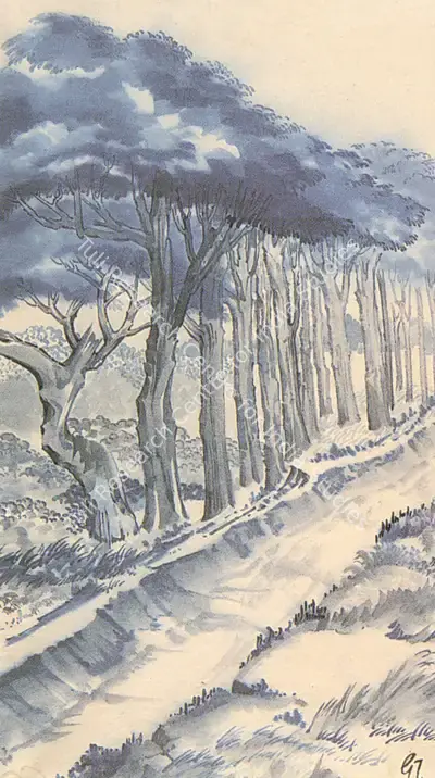 Gaganendranath Tagore (Artist), Trees, Painting