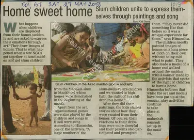 Kriti Surve (Photographer), Home Sweet Home, 2006, Newspaper Clipping